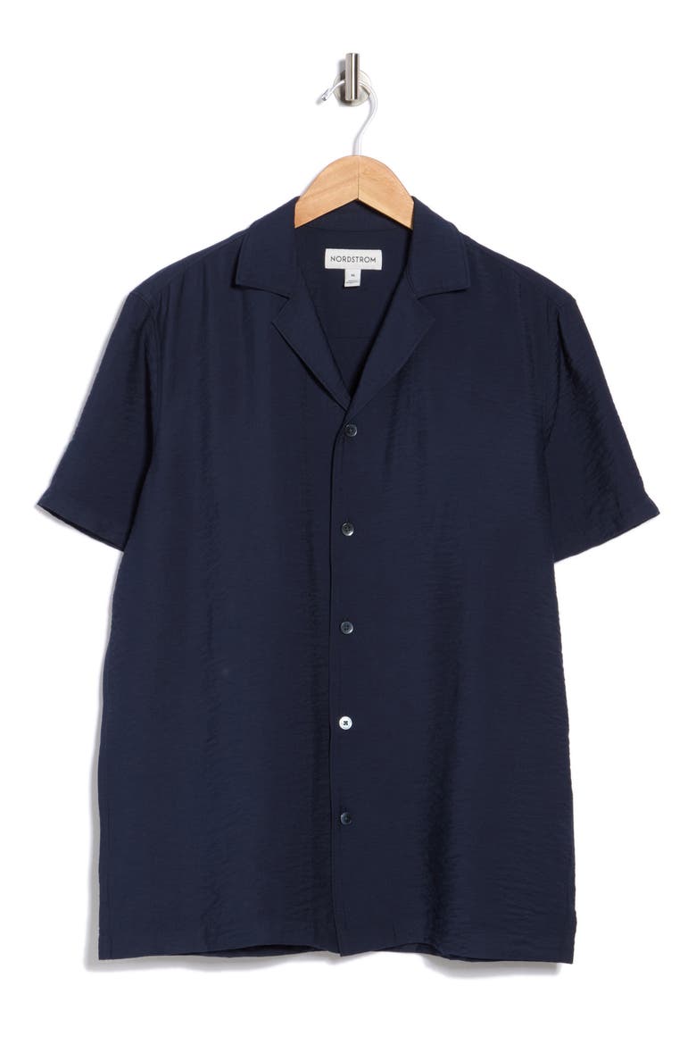 Hammered Satin Camp Shirt, Alternate, color, NAVY SAPPHIRE