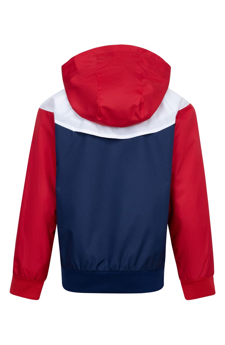 Nike Kids' Windrunner Water Resistant Hooded Jacket, Alternate, color, Midnight Navy/ University Red