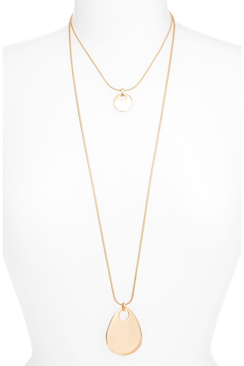 Layered Flat Pendant Necklace, Alternate, color, GOLD