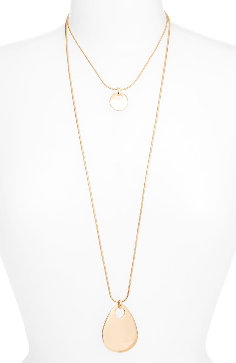 Nordstrom Layered Flat Pendant Necklace, Alternate, color, Gold