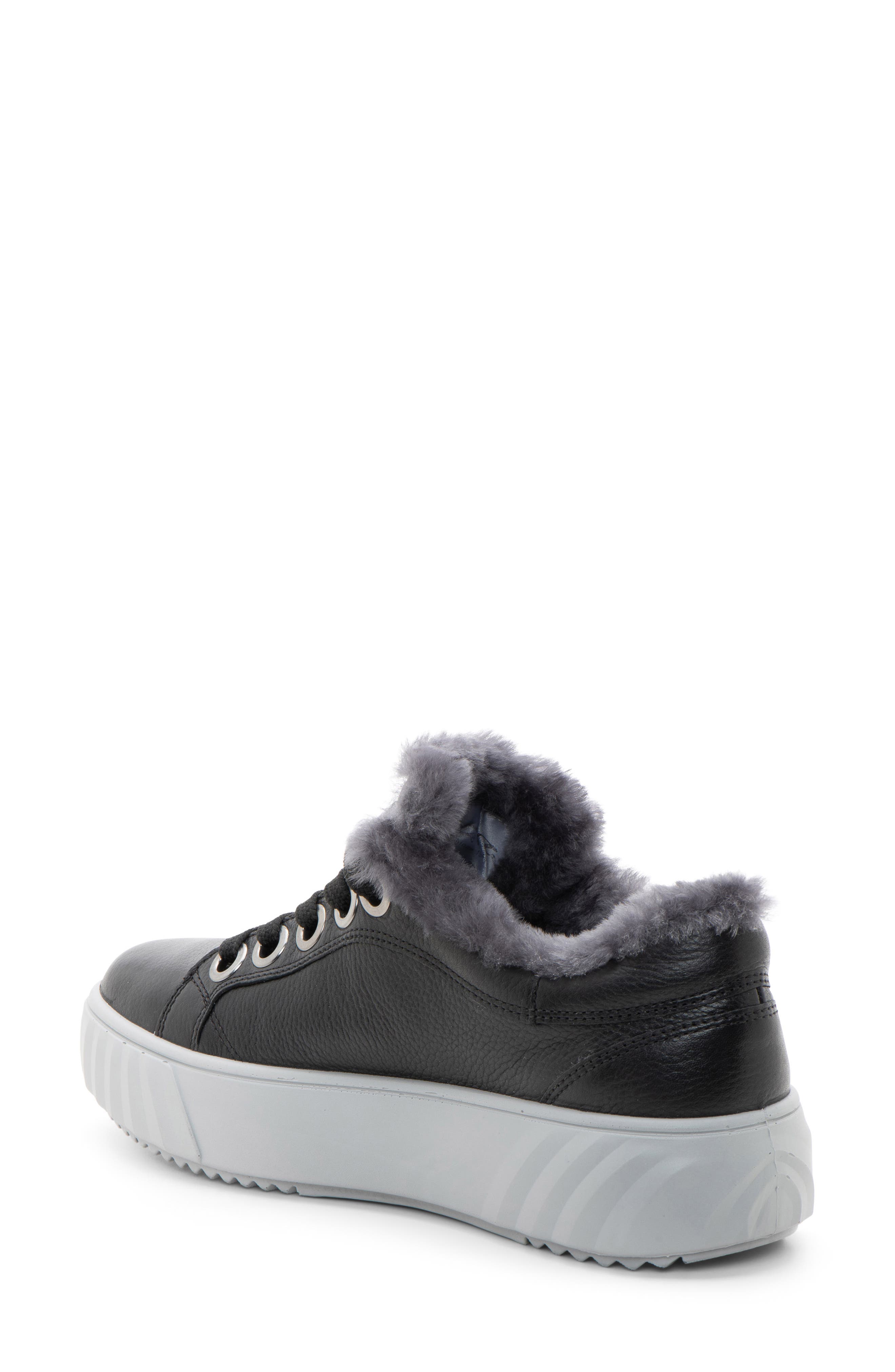 ara Mikky Genuine Shearling Sneaker, Alternate, color, Black