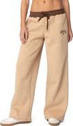 EDIKTED Contrast Waist Logo Wide Leg Sweatpants