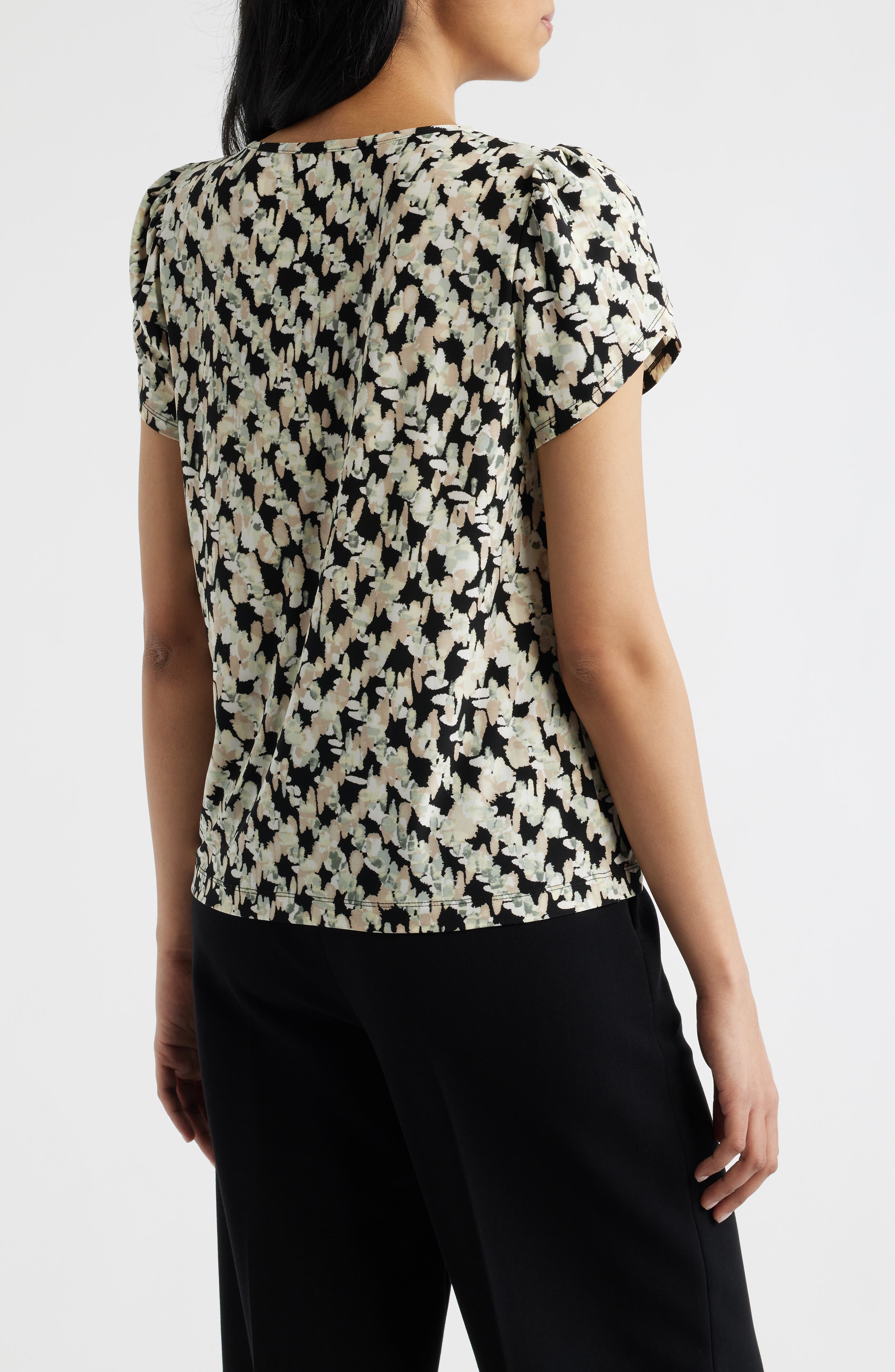 Print Tulip Sleeve Top - image 2