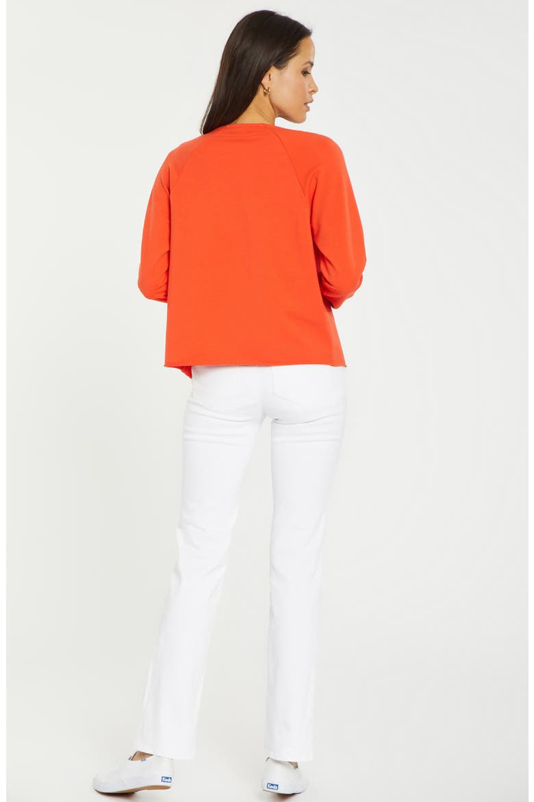 Draped Open Front Sweatshirt, Alternate, color, OPOPPY