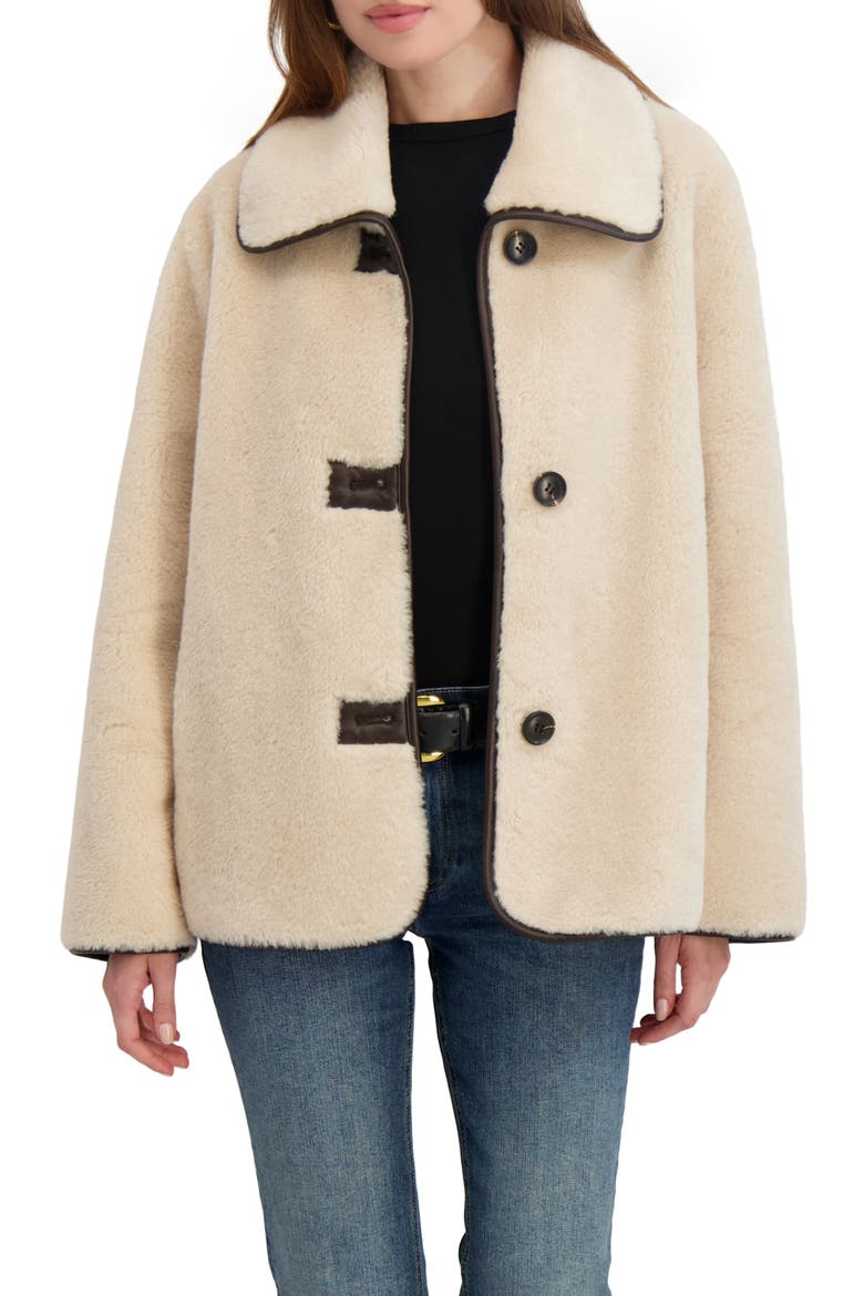 Kai Reversible Faux Shearling Jacket, Main, color, LIGHT BEIGE