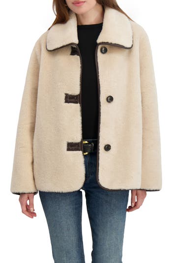 Tahari Kai Reversible Faux Shearling Jacket In Neutral