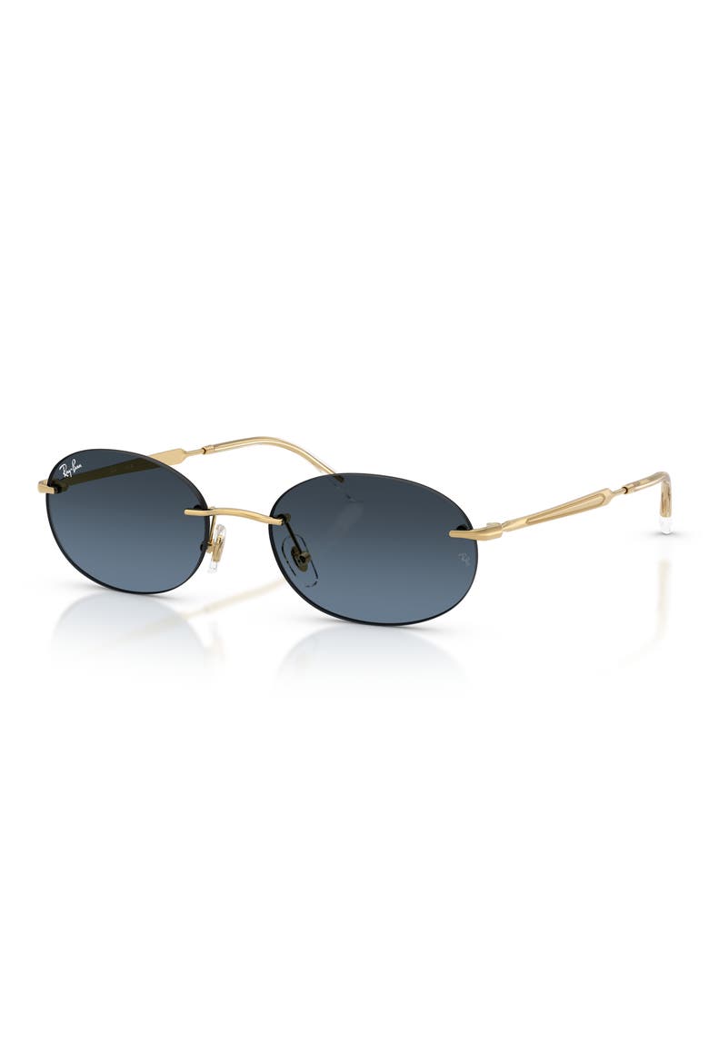 54mm Gradient Rimless Oval Sunglasses, Alternate, color, ARISTA / BLUE GRADIENT GREY