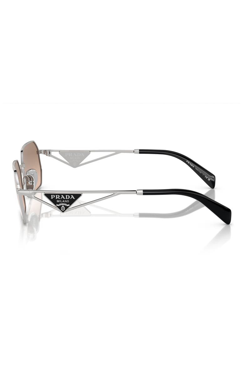 58mm Rectangular Sunglasses, Alternate, color, PALE GOLD BROWN MIRROR/ SILVER