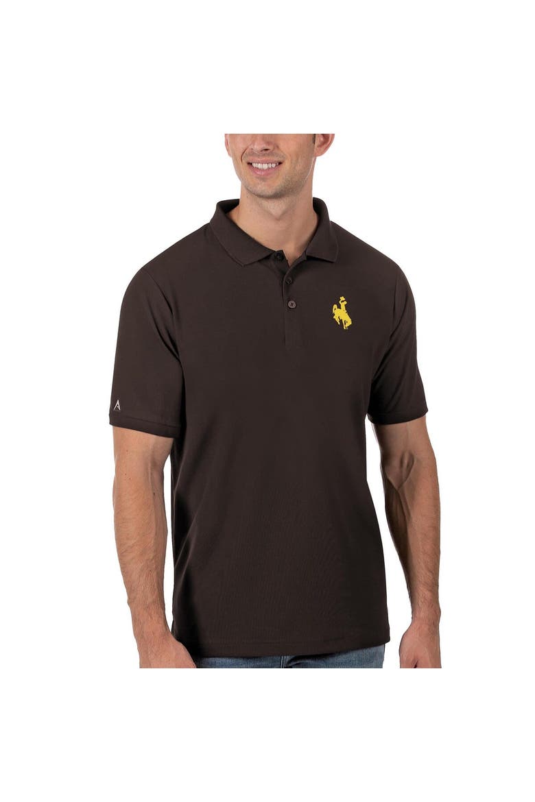 Men's Antigua Brown Wyoming Cowboys Legacy Pique Polo, Main, color, Brown