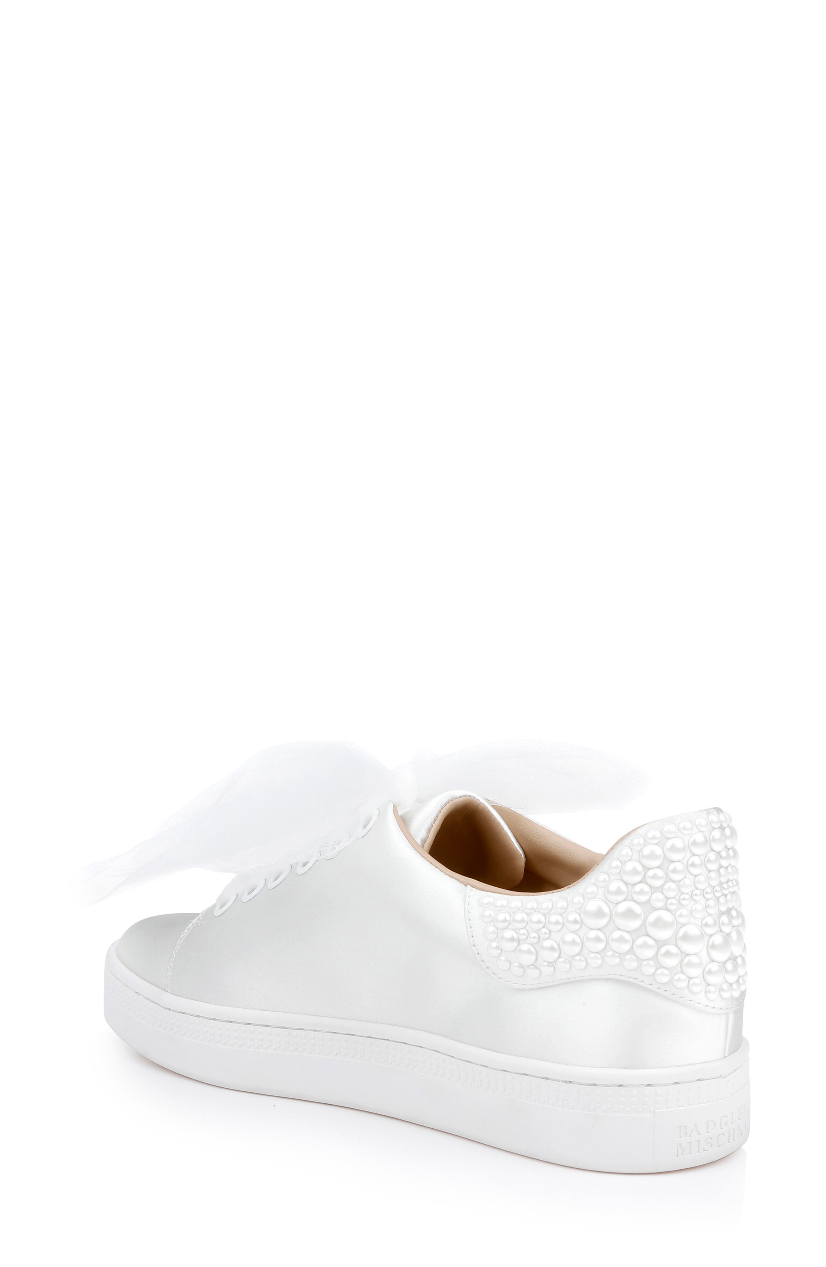 Badgley Mischka Collection Gem Platform Sneaker, Alternate, color, White Satin