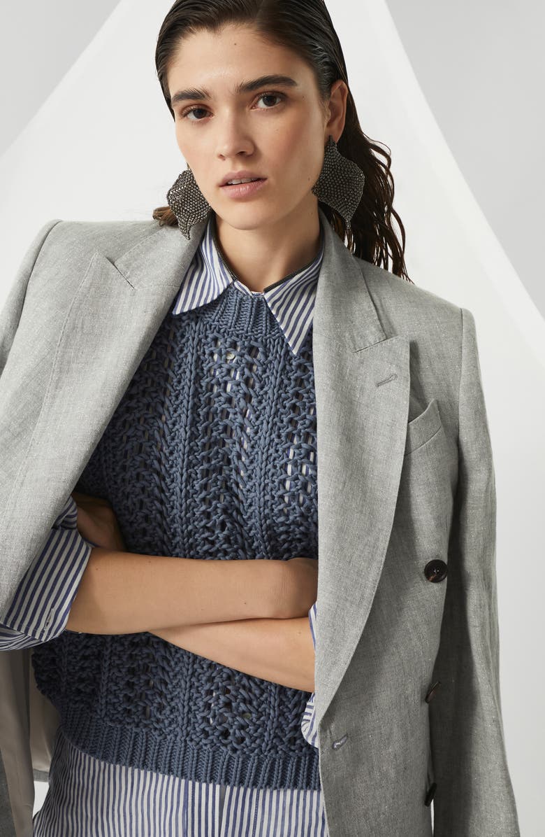 Brunello Cucinelli Sparkling canvas blazer, Alternate, color, 