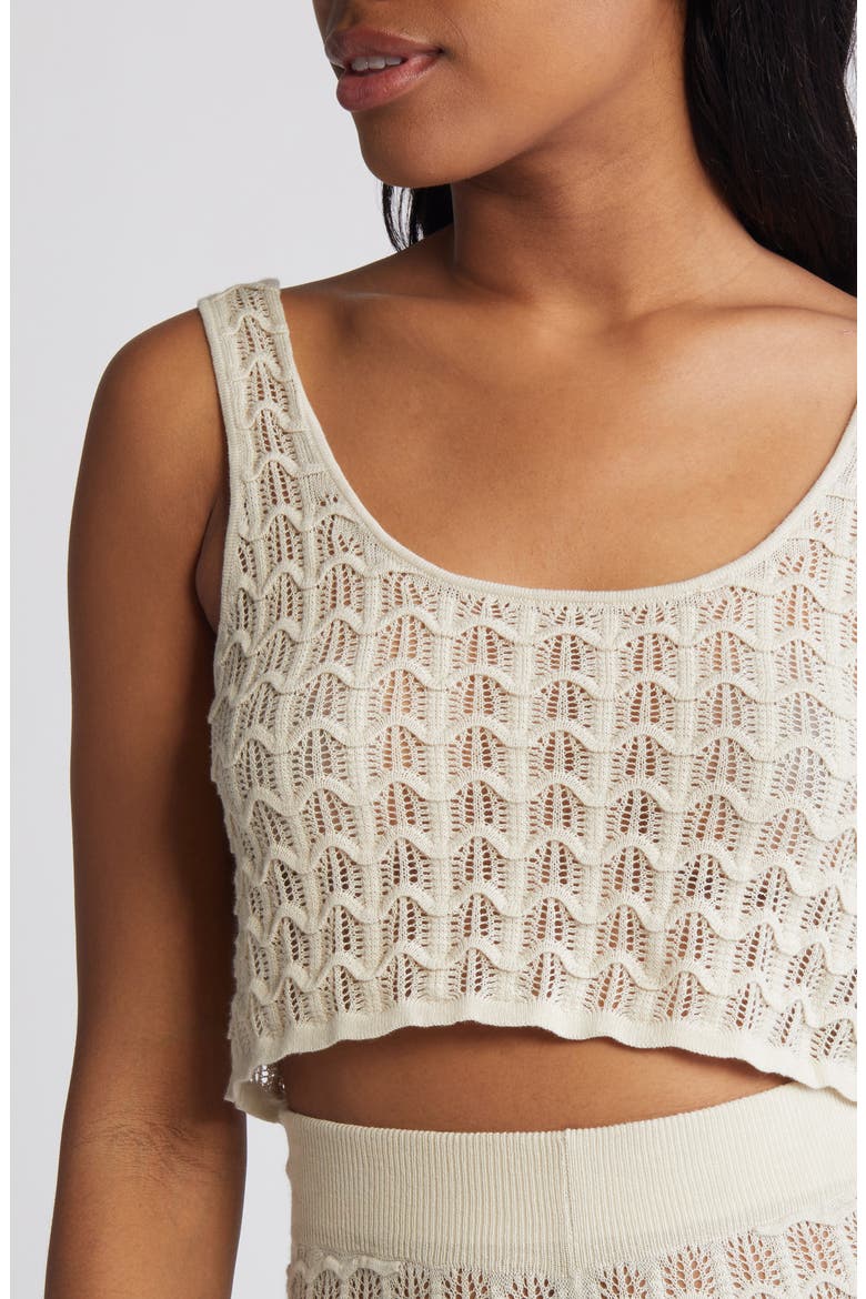Santorini Sun Pointelle Stitch Crop Sweater Tank, Alternate, color, SHELL