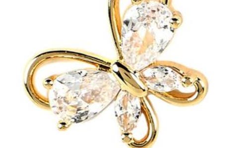 Danecraft Cubic Zirconia Butterfly Pendant Necklace & Stud Earrings Set In Gold