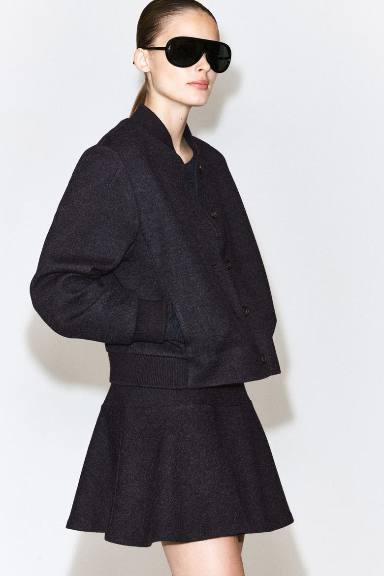 Boiled Wool-Blend Mini Skirt, Alternate, color, CHARCOAL MÉLANGE