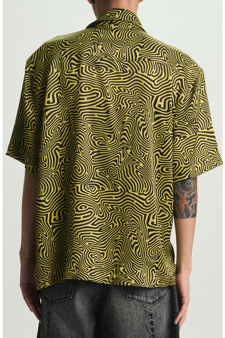 Zeno Topography Short Sleeve Zip-Up Shirt, Alternate, color, BLACK TOPOGRAPHY