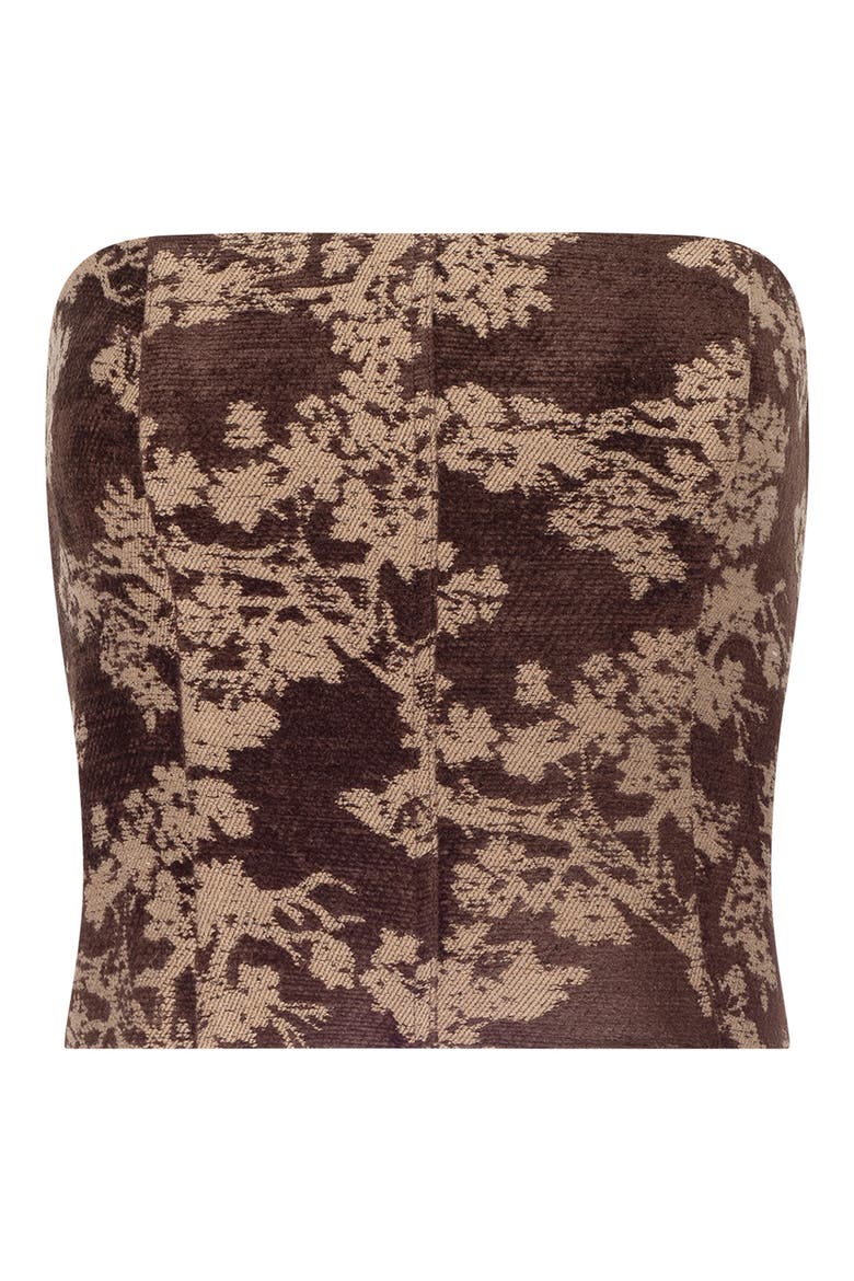 Paulette Strapless Crop Corset Top, Alternate, color, BROWN FLORAL TAPESTRY