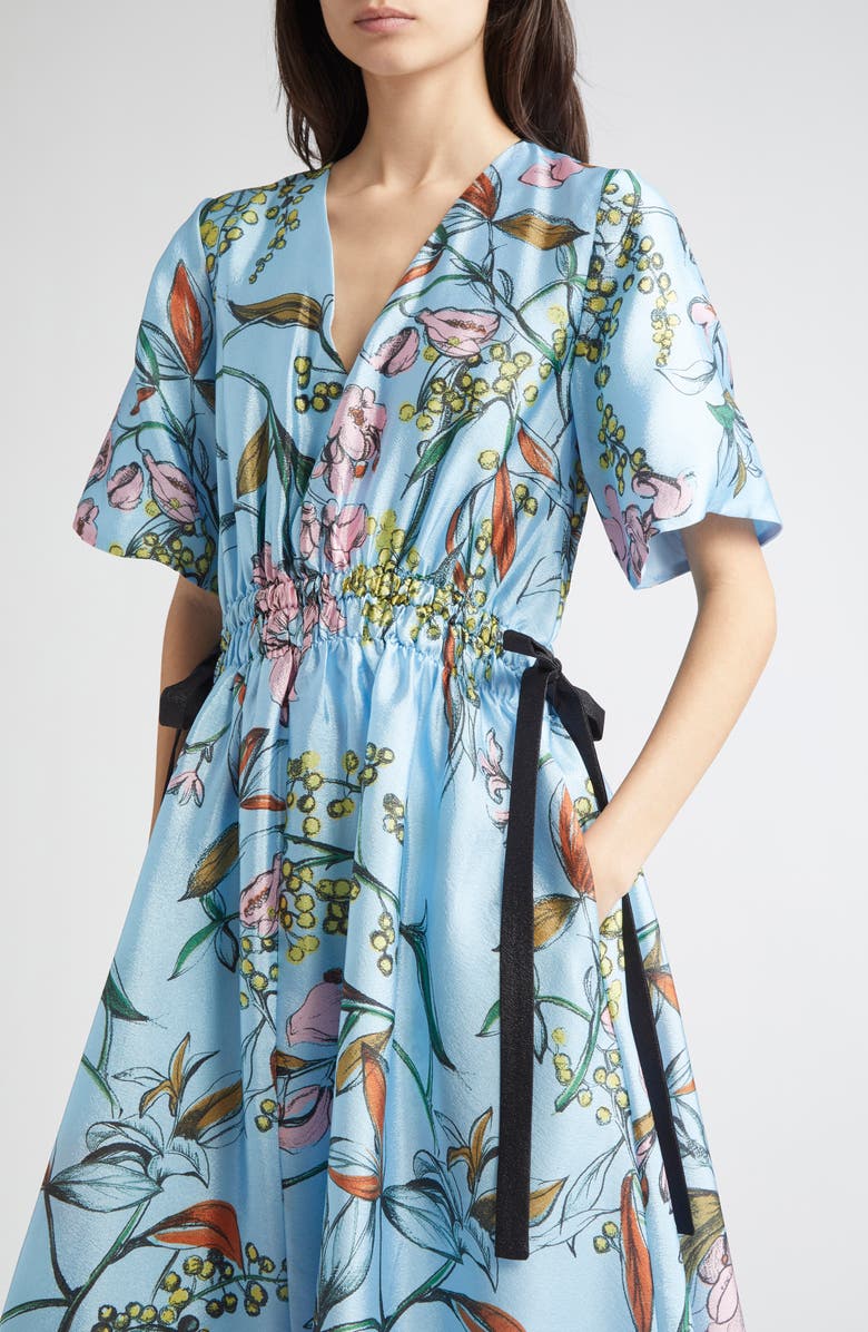 Stine Goya Floral Print Side Tie Satin Midi Dress, Alternate, color,