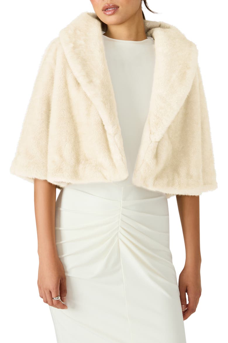 Hestia Crop Faux Fur Jacket, Main, color, CREAM