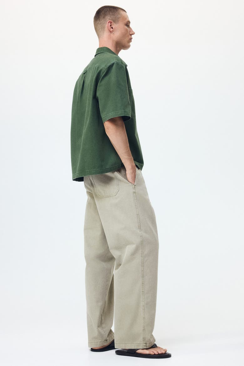 Loose Fit Cotton Canvas Trousers, Alternate, color, Light khaki green