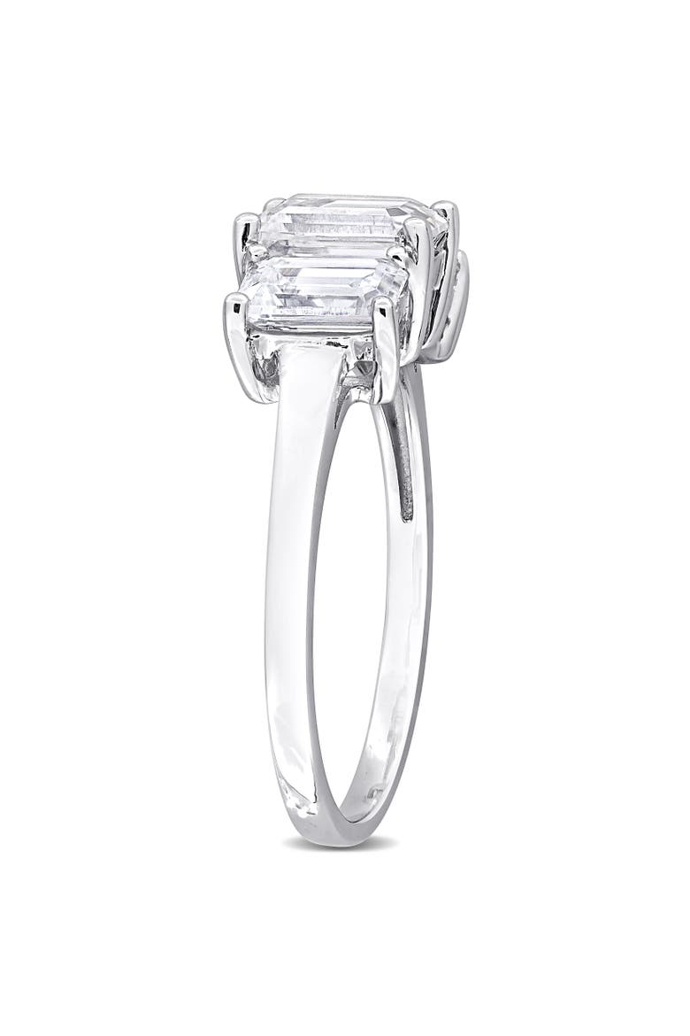 Emerald-cut Moissanite 3-Stone Ring, Alternate, color, Sterling Silver
