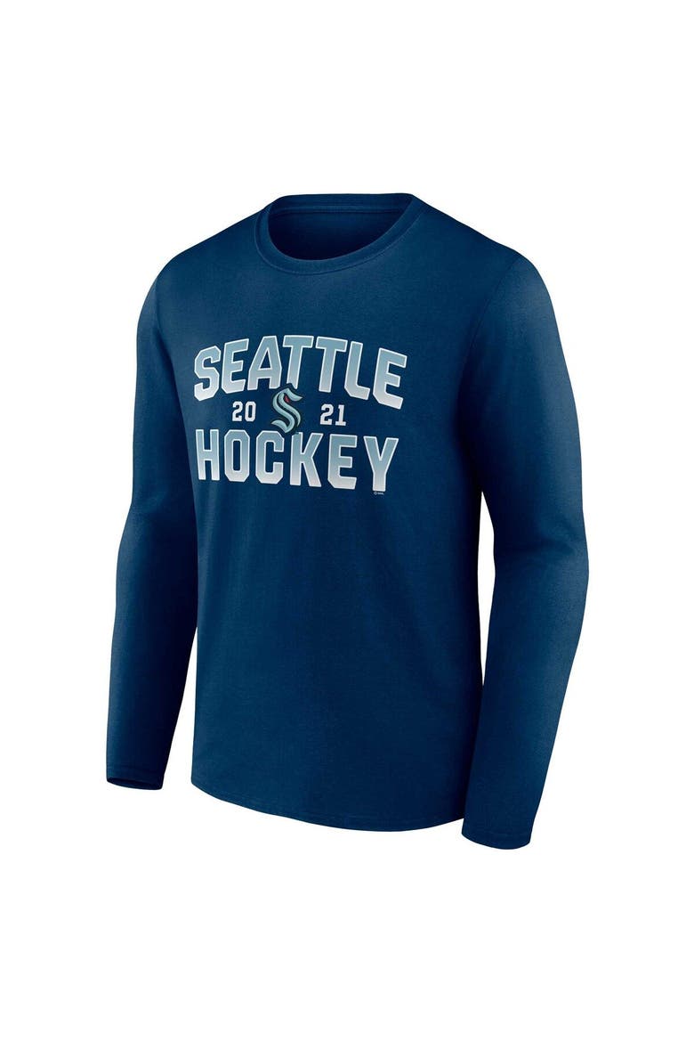Men's Fanatics Branded Deep Sea Blue Seattle Kraken Skate Or Die Long Sleeve T-Shirt, Alternate, color, Navy