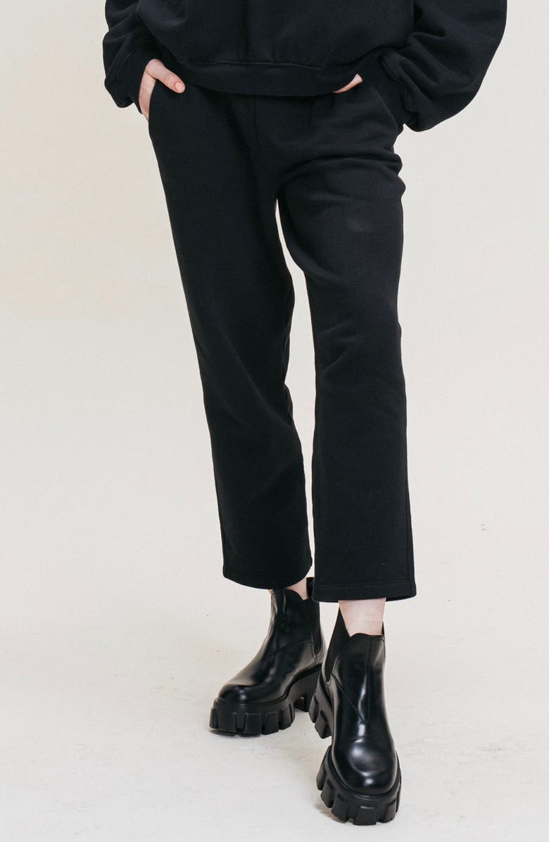 Ocio Organic Cotton Teddy Cropped Pant, Alternate, color, Black