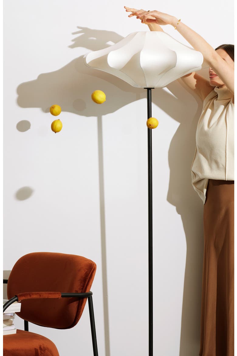 Atlas 67" Modern LED Tall Floor Lamp with Unique White Resin Shade, Bulb Included, Alternate, color, Classic Black
