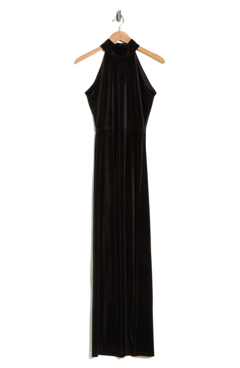Love By Design Mock Neck Sleeveless Velvet Maxi Dress, Alternate, color, Black