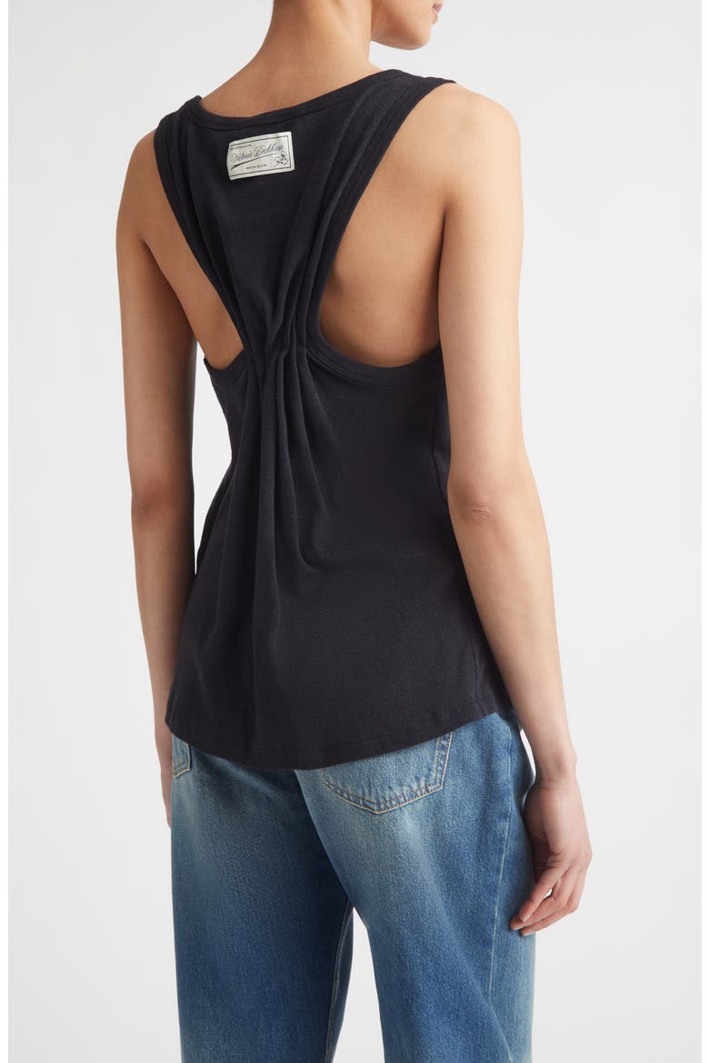 Split Cotton & Linen Jersey Tank, Alternate, color, BLACK
