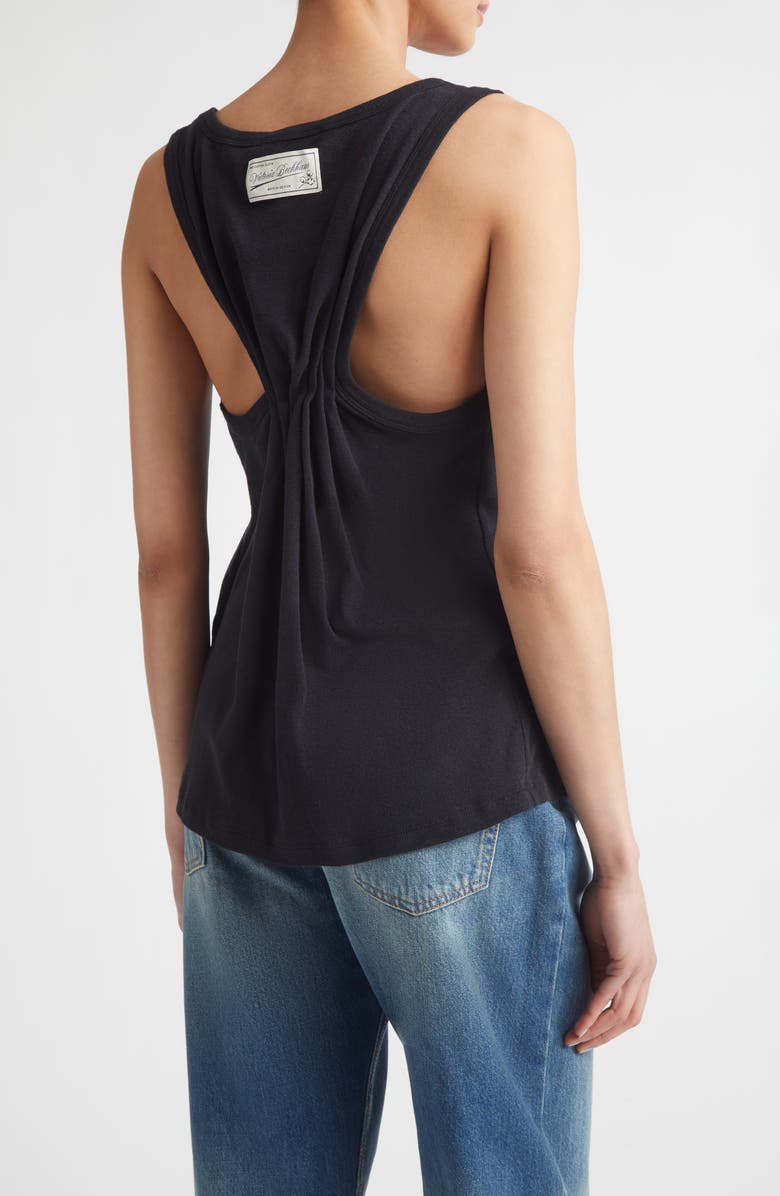 Victoria Beckham Split Cotton & Linen Jersey Tank, Alternate, color, Black