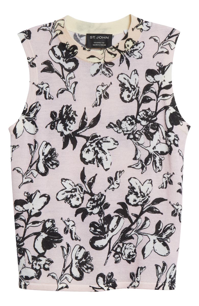 St. John Collection Magnolia Floral Wool Sweater Tank, Alternate, color, 