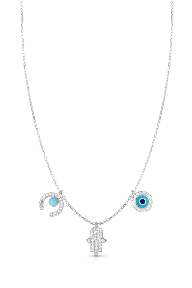 Triple Charm Necklace, Main, color, SILVER