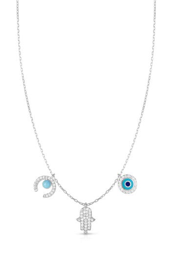 Sphera Milano Triple Charm Necklace In Silver