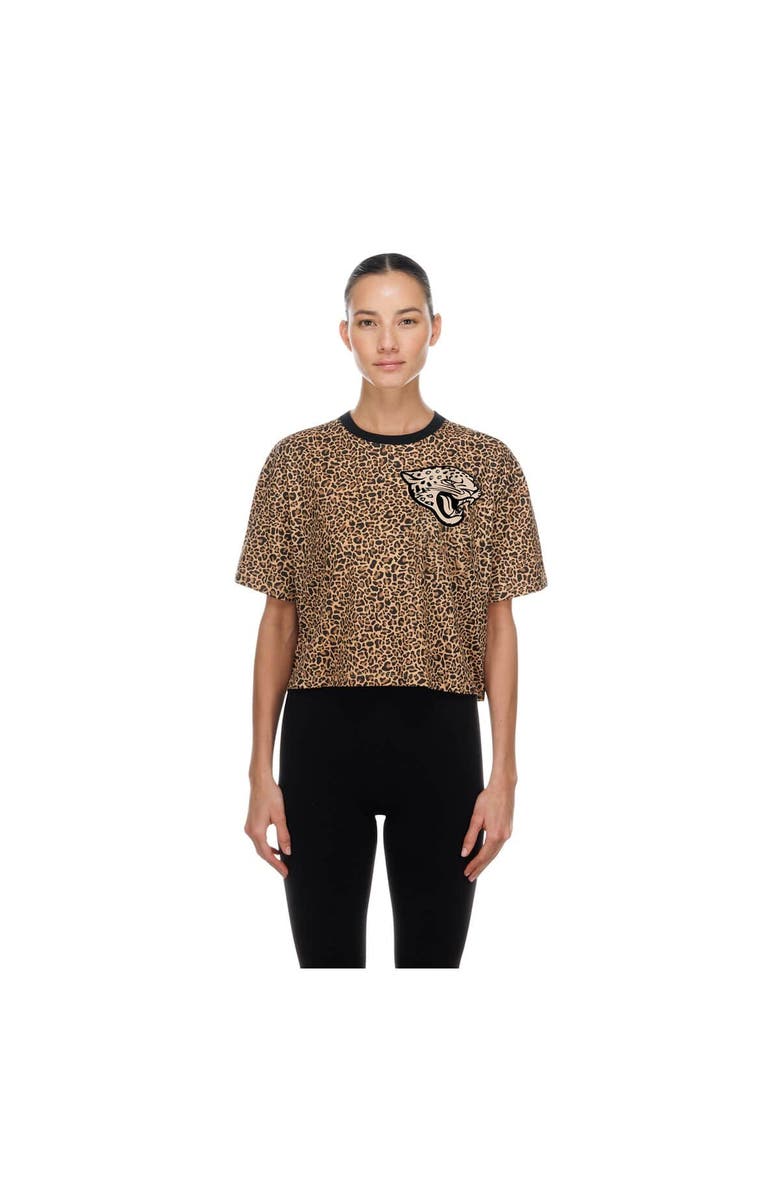 New Era Women's New Era Brown Jacksonville Jaguars Mom & Me Leopard Boxy Cropped T-Shirt, Main, color, Brown