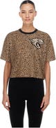 New Era Women's New Era Brown Jacksonville Jaguars Mom & Me Leopard Boxy Cropped T-Shirt