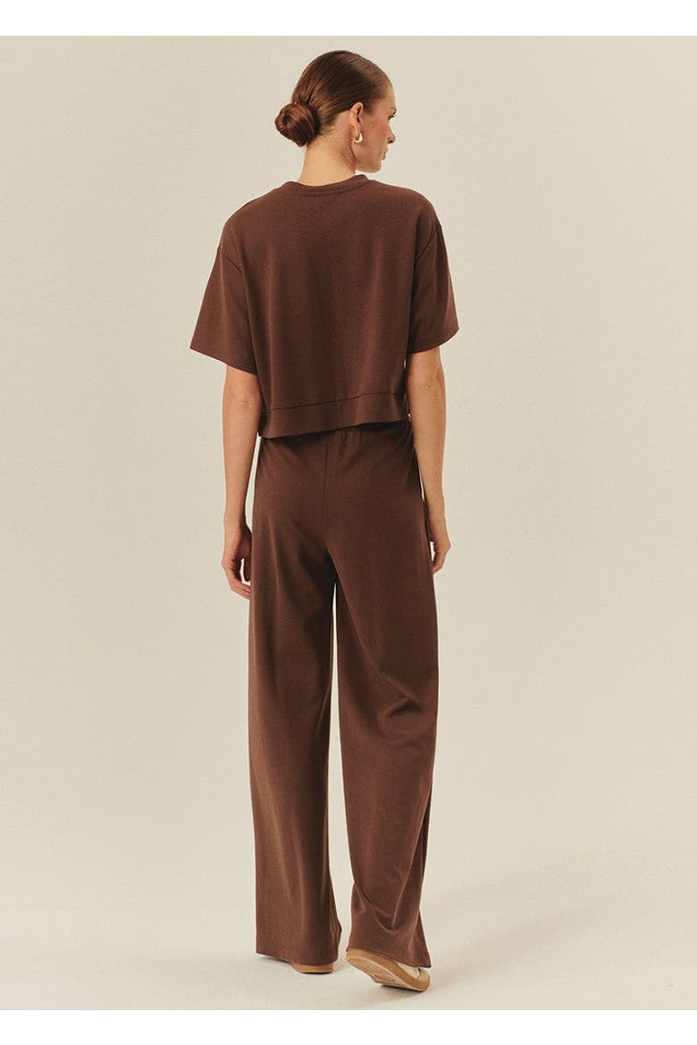 Kira Wide Leg Knit Pants, Alternate, color, BROWN