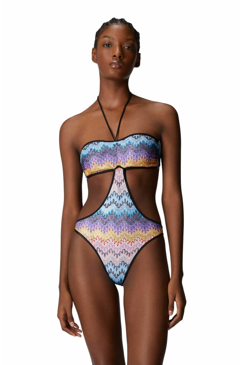 Bandeau Trikini With Double Ties, Main, color, Multicoloured