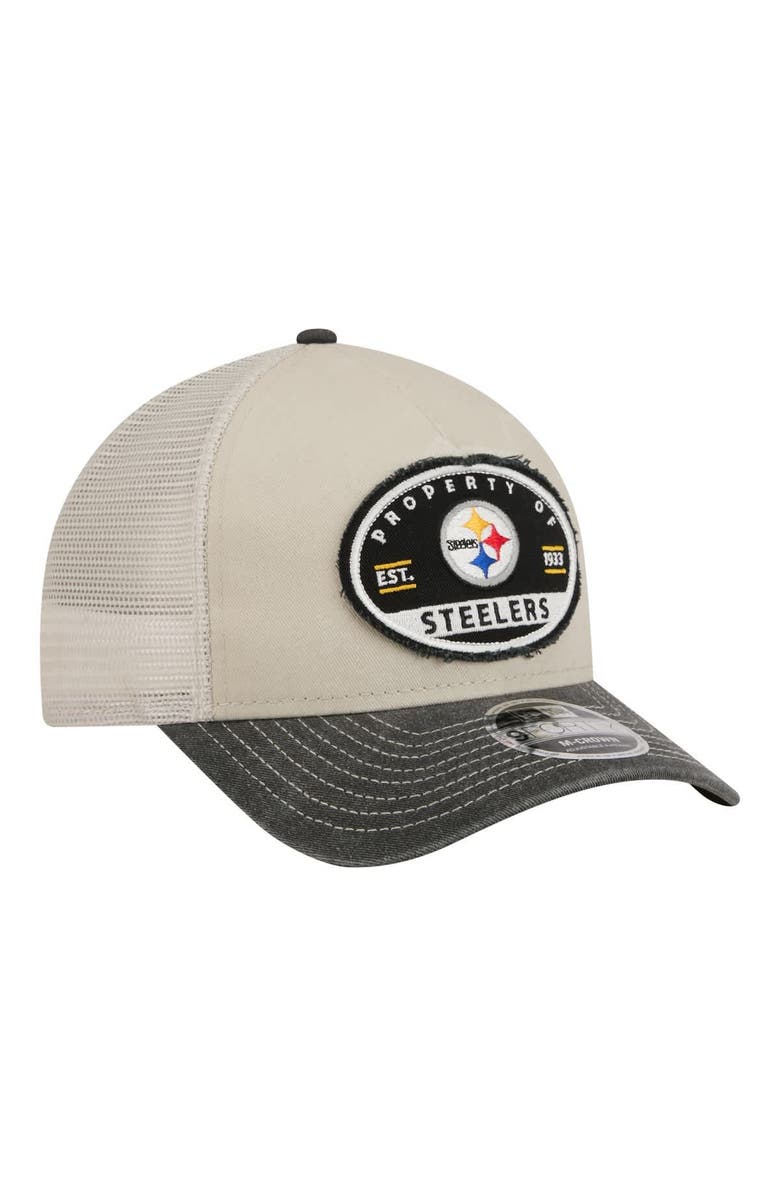 New Era Men's New Era Natural Pittsburgh Steelers Frayed M-Crown A-Frame 9FORTY Adjustable Hat, Alternate, color, Natural