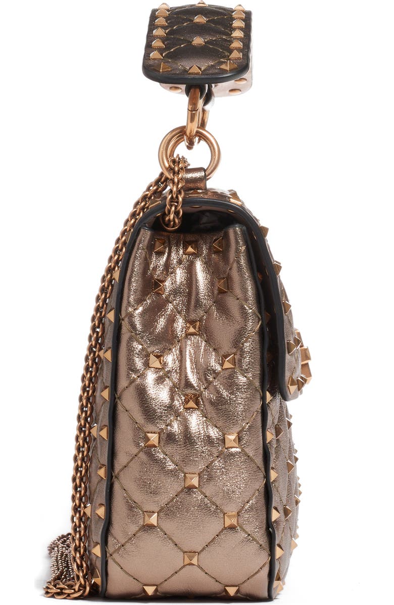 Valentino Garavani Medium Rockstud Spike Metallic Leather Shoulder Bag, Alternate, color,