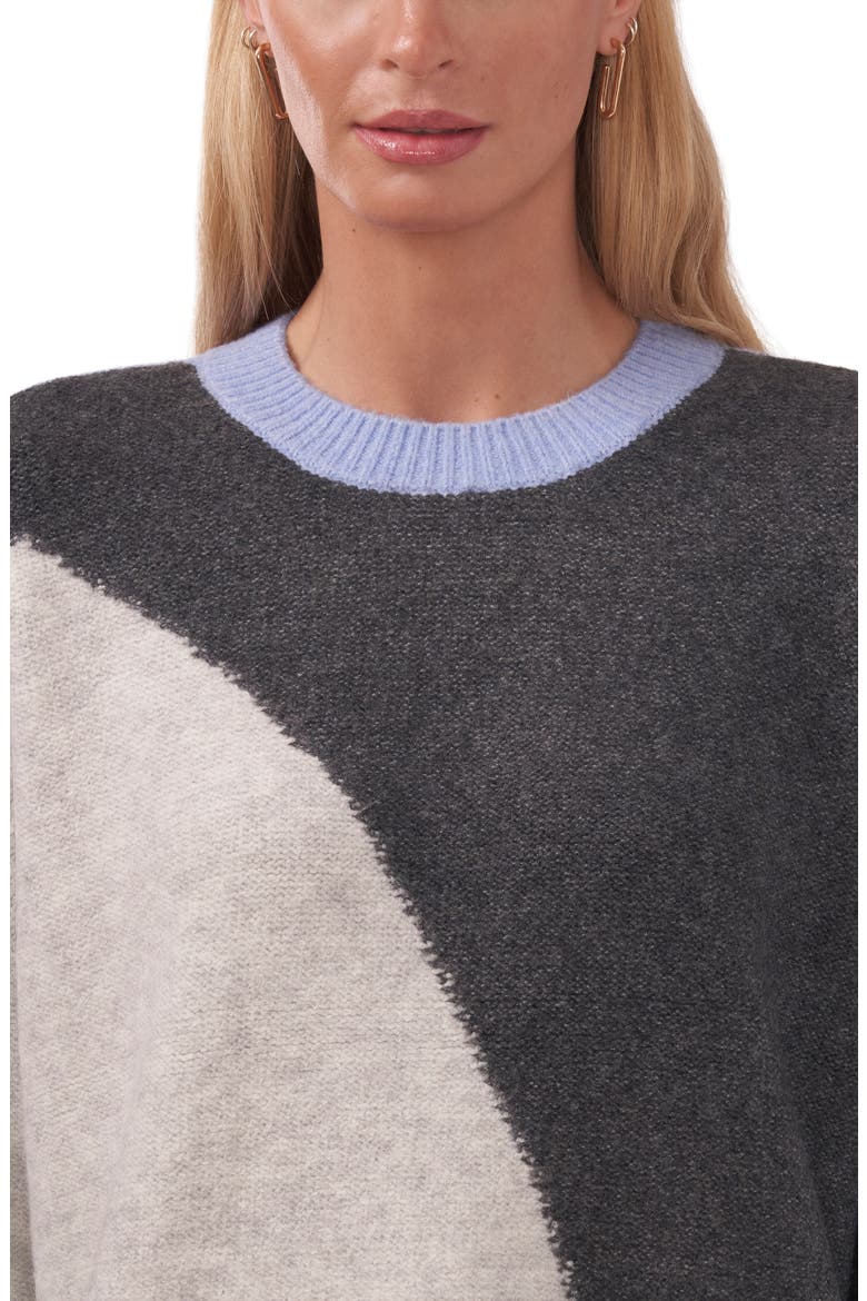 Cable Coard Colorblock Sweater, Alternate, color, MEDIUM HEATHER GREY