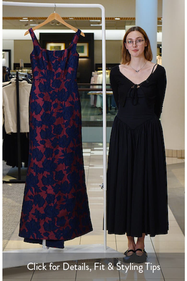 Floral Jacquard Sleeveless Trumpet Gown video