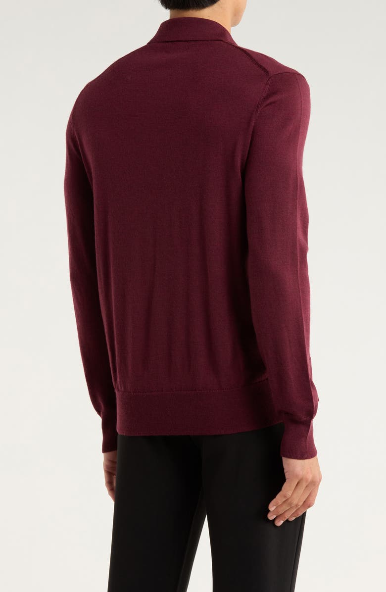 Brooks Brothers Swift Merino Wool Long Sleeve Polo, Alternate, color, Burgundy