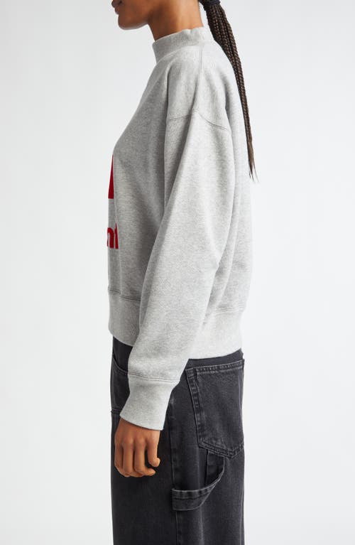 Isabel Marant Étoile Moby Mock Neck Logo Graphic Sweatshirt In Grey/red