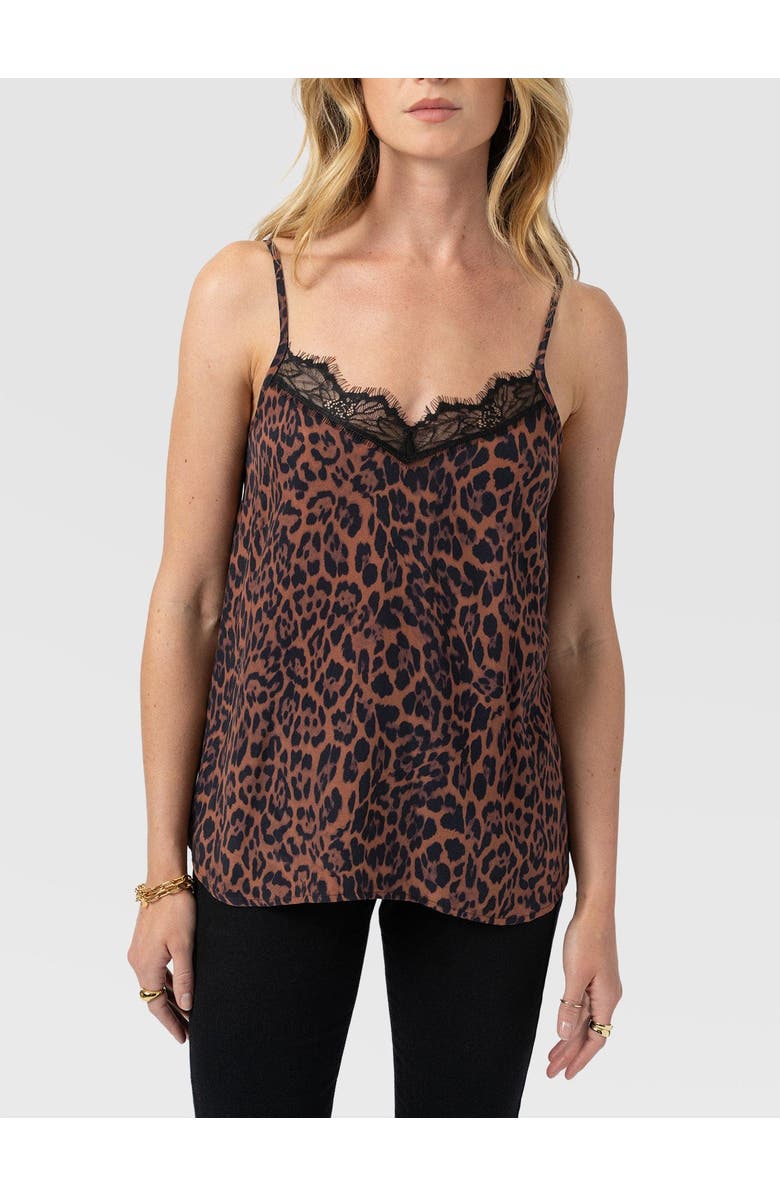 Saint + Sofia Harper Lace Cami, Alternate, color, Brown Leopard