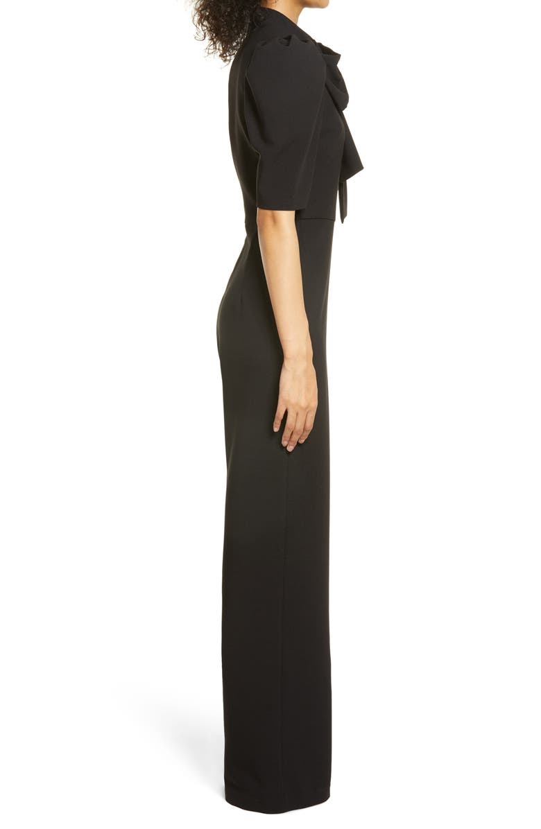 Black Halo Ara Tie Neck Puff Sleeve Jumpsuit, Alternate, color, Black
