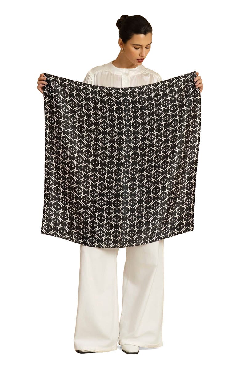SILKSILKY Pure Silk S Square Scarf, Alternate, color, Black