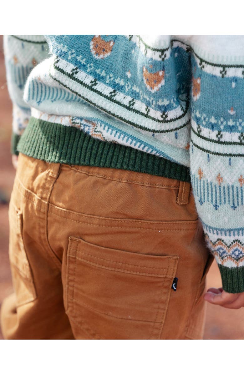 Deux par Deux Baby Boy's Stretch Twill Pleated Knee Jogger Pants Caramel Brown, Alternate, color,