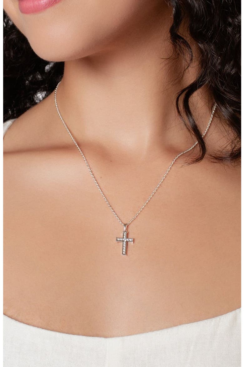 Luminous Cross Pendant Necklace, Alternate, color, Sterling Silver