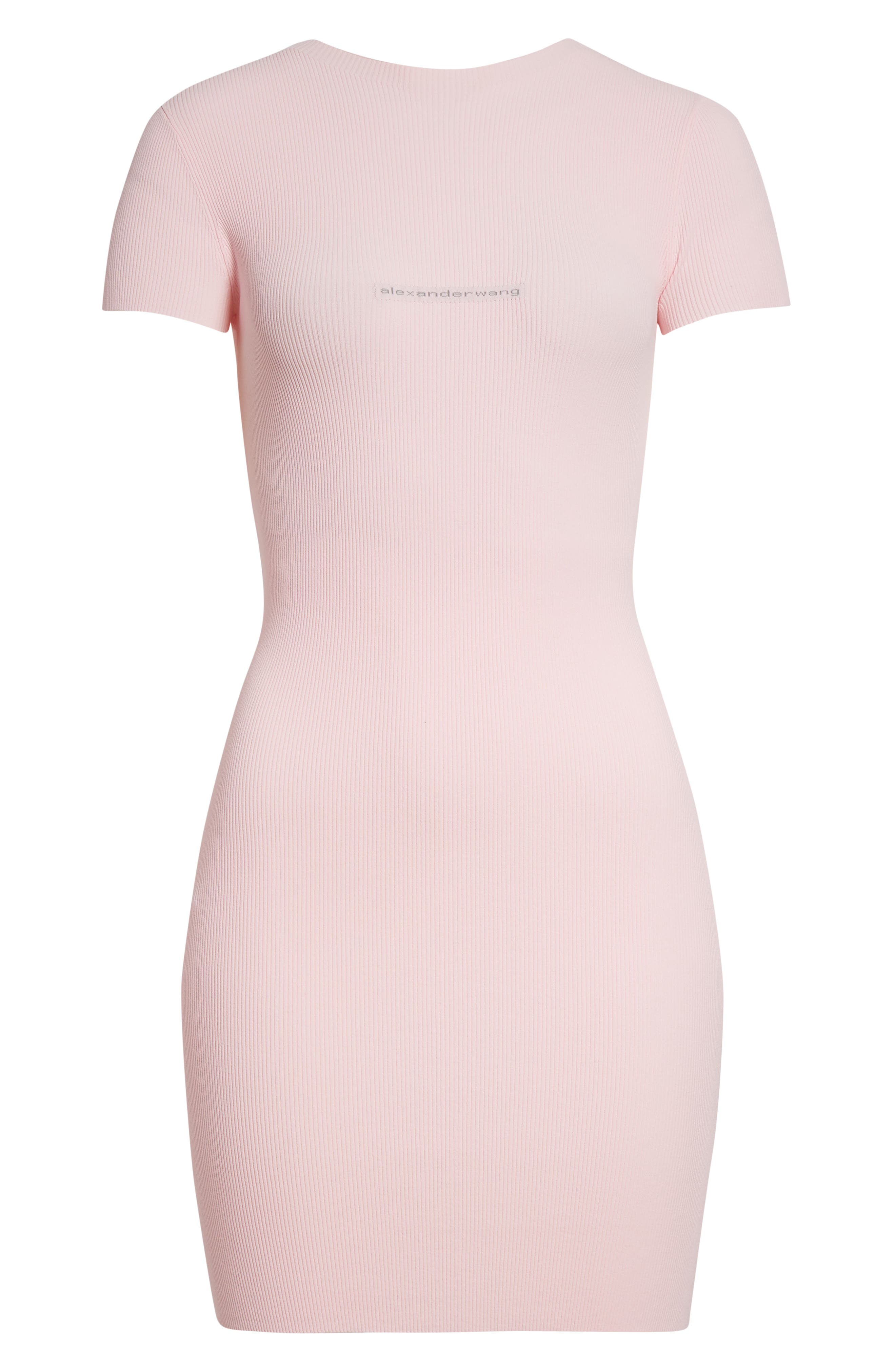 alexander wang ロゴミニワンピース XS ピンク Alexander Wang Logo Jacquard Rib Mini Sweater Dress (Women