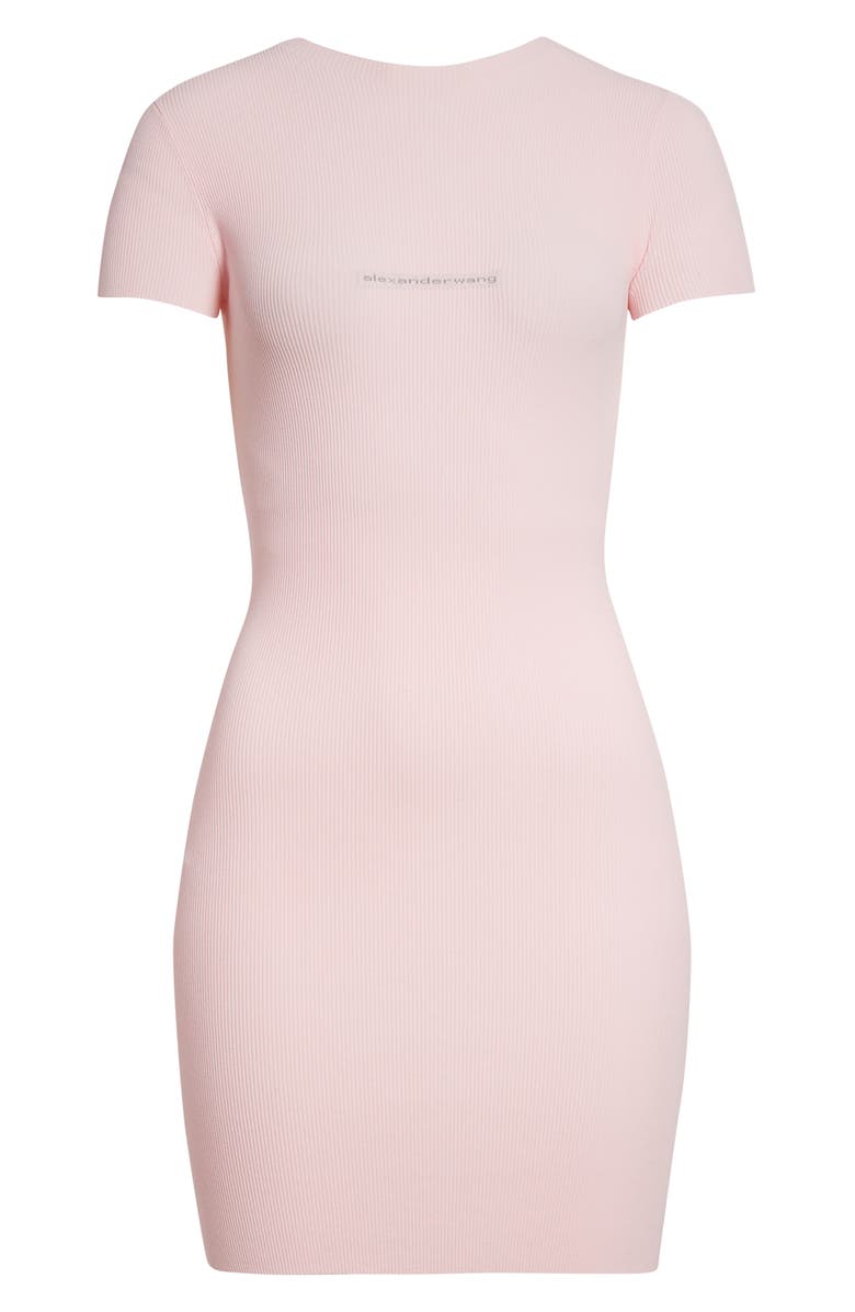 Alexander Wang Logo Jacquard Rib Mini Sweater Dress, Alternate, color, Light Pink